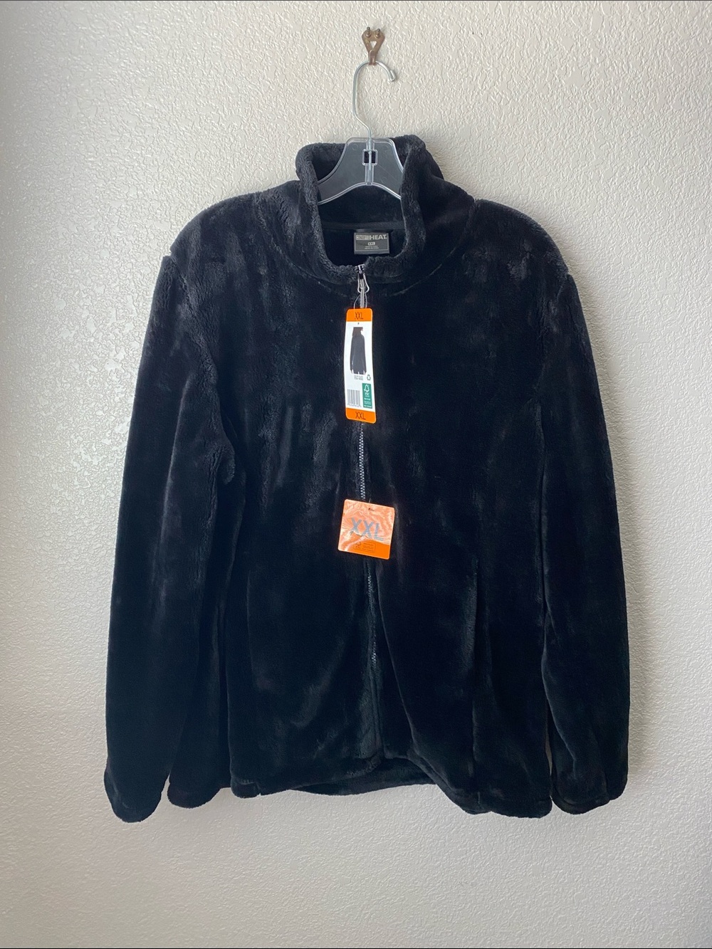 32º DEGREES Women's Plush Faux Fur Full Zip Jacket, Black XXL